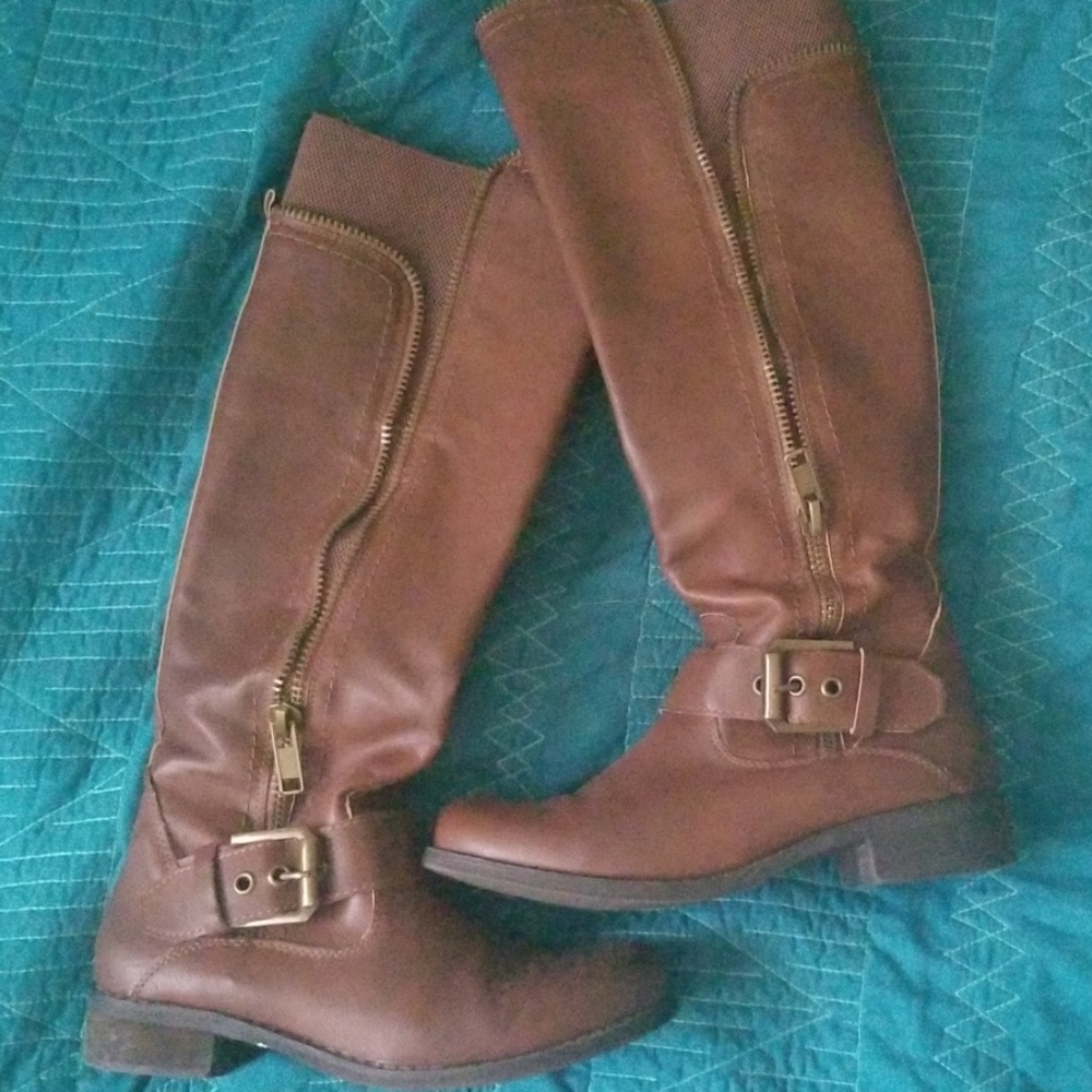 CATHY JEAN side gore zip knee high boots
